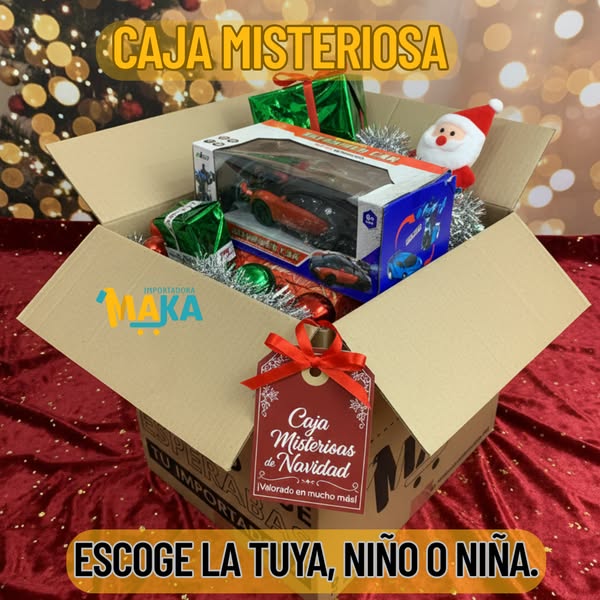 Caja Misteriosa JUGUETES NIÑA O NIÑO, INCLUYE DECORACIÓN NAVIDEÑA